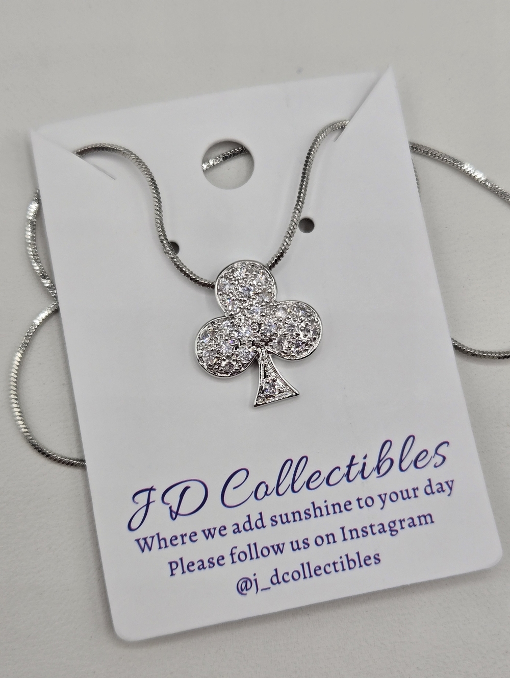 Swarovski Crystal Elements Silver Clover Necklace Clear 18 - 20 inch Prom